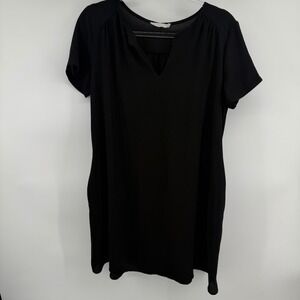 Lush Womens Black Split V-Neck Short Sleeve Shift Dress‎ Size M